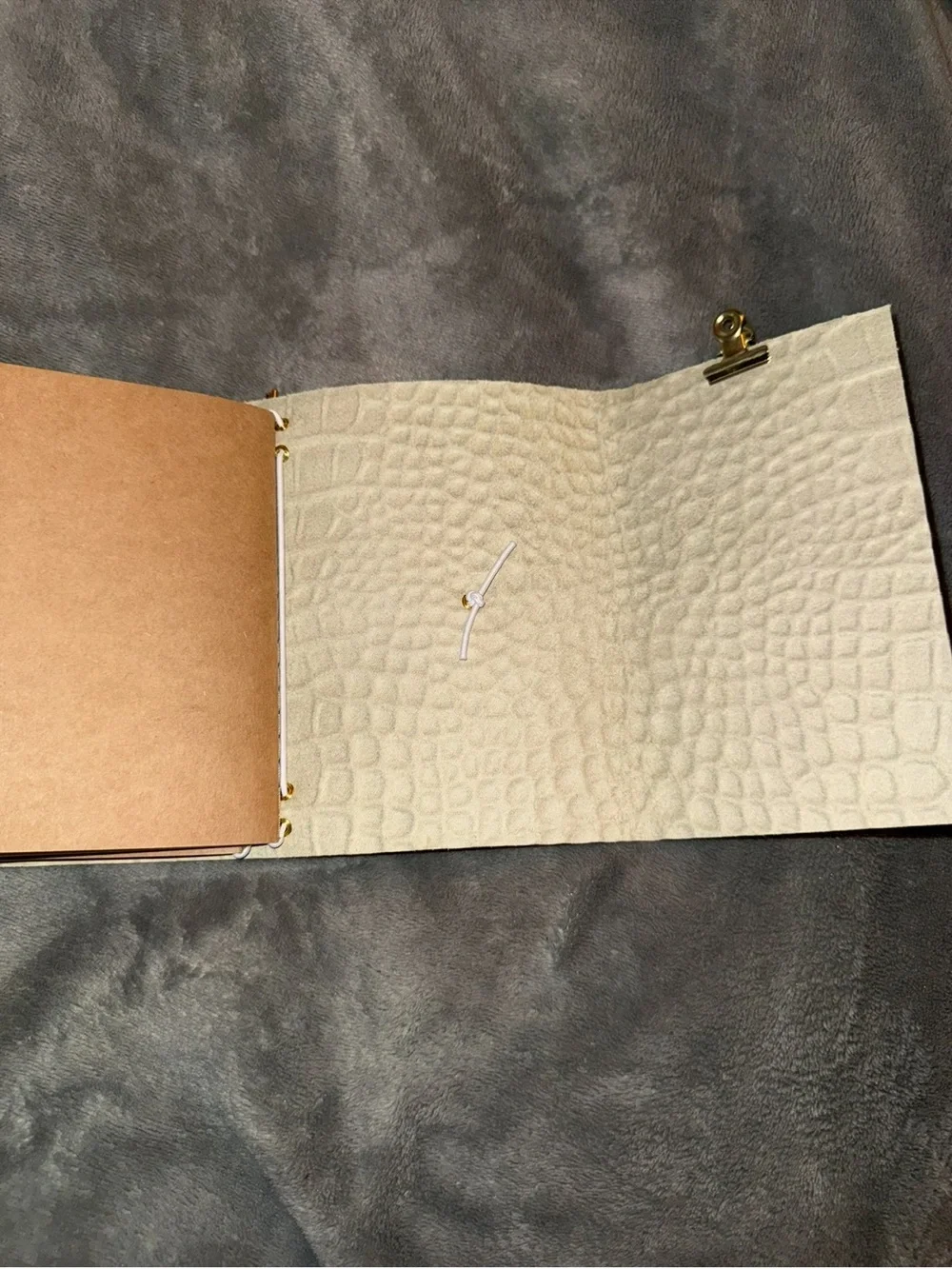 Croc-Embossed Travel Journal Cover with Heart Charm — Mustard
